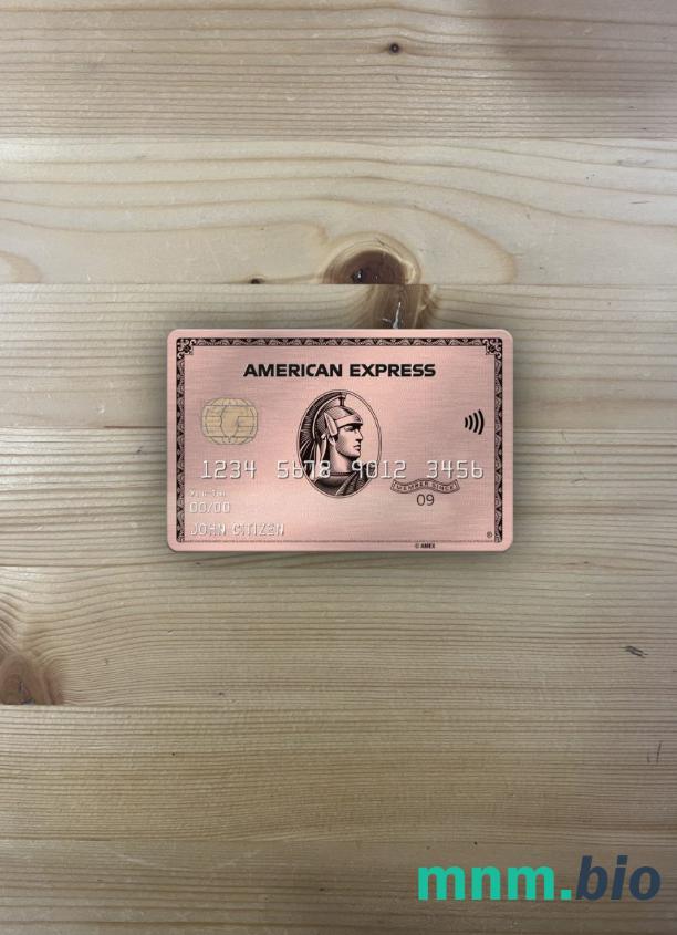 USA University of Southern Indiana bank AMEX rose gold metal card wygląd fotograficzny skan PSD + zdjęcie